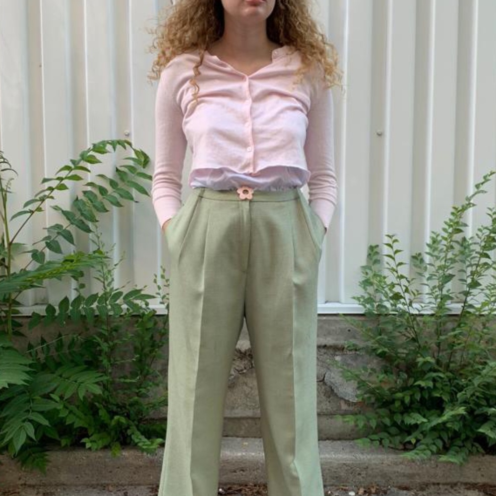 Baby PINK CROPPED CARDIGAN raw edge Gap label Size